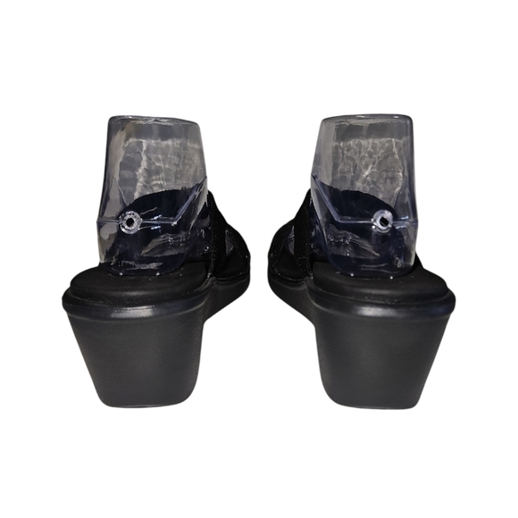 Skechers Women's Rumble On-Heat Maze Black Wedge Sandal 11 - Picture 7 of 9